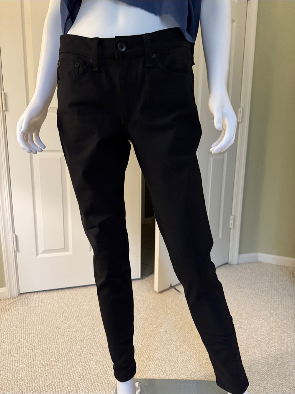 Rag and bone black cotton/poly/elastane skinny jeans. Size 30. Like new!